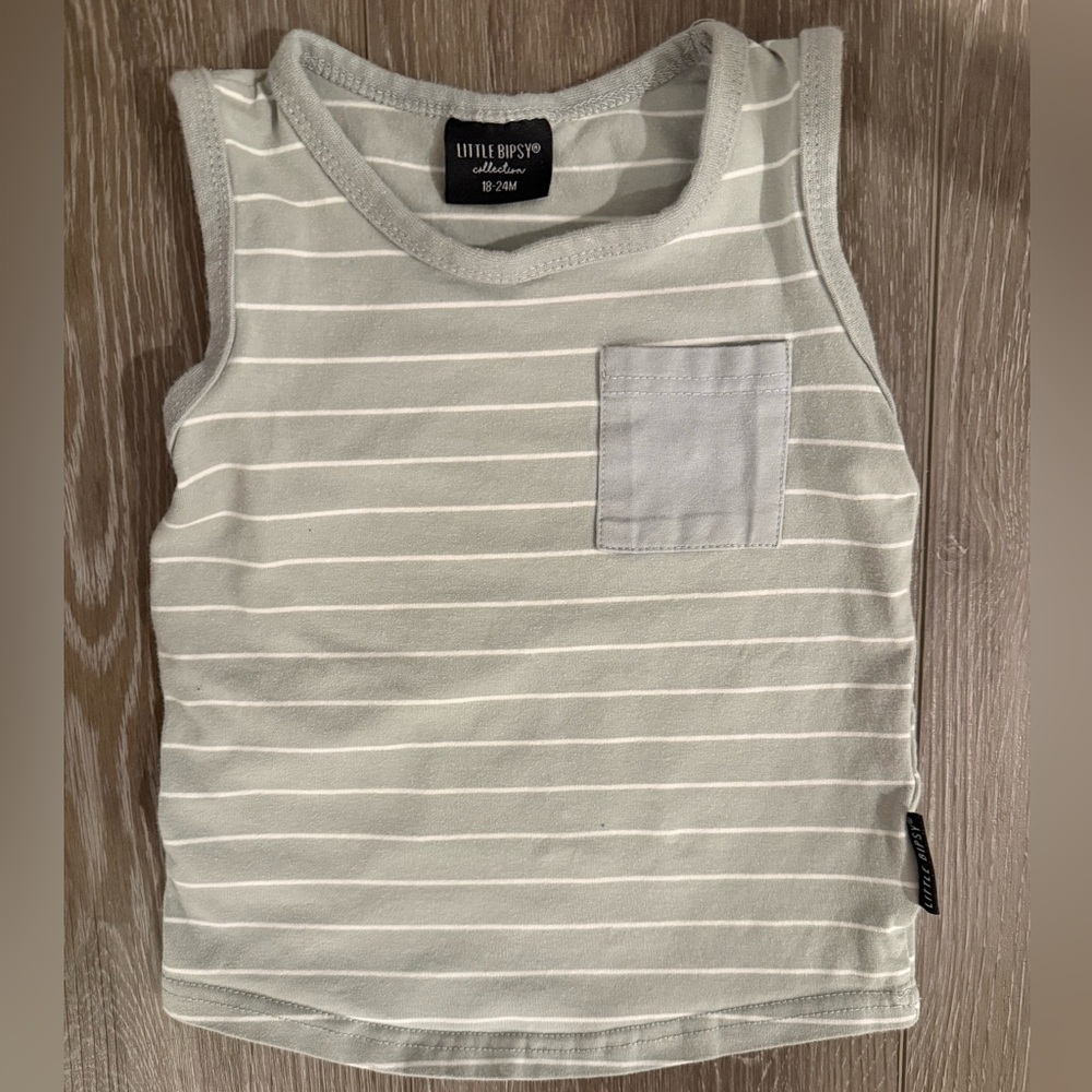 Little Bipsy Light Gray Striped Tank Top